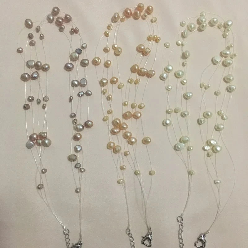 Multi-Strand Pearl-Style Illusion Choker