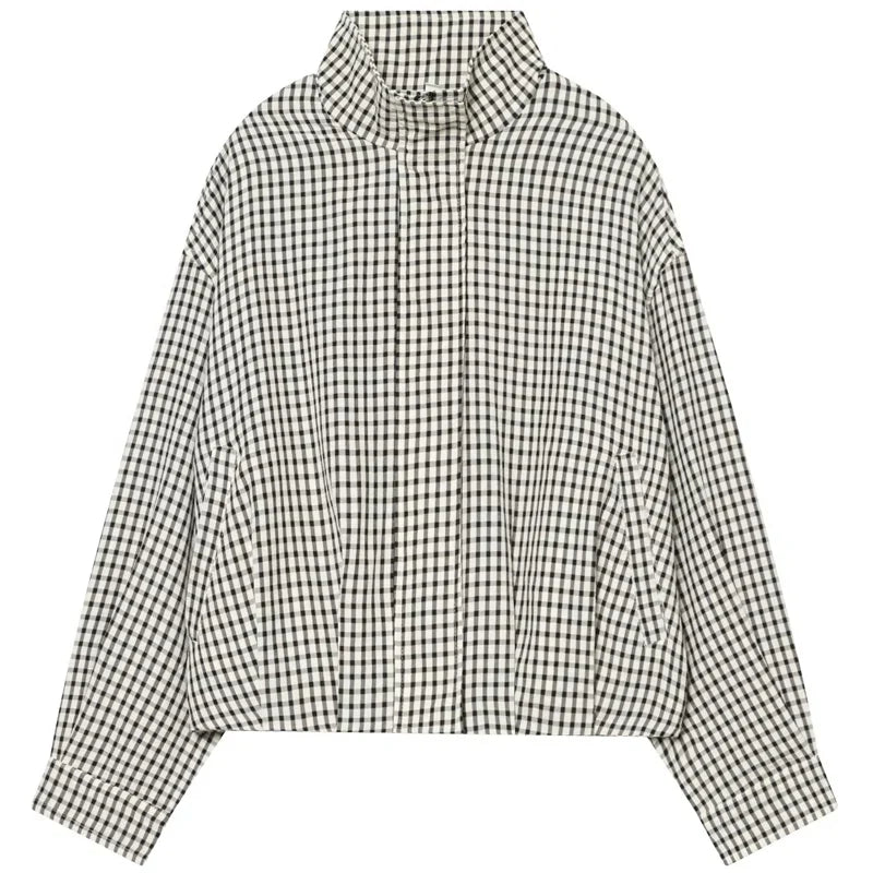 Cropped Gingham Check Shacket