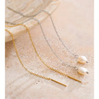 Pearl-Style Drop Chain Earrings
