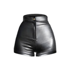 High-Waist Faux Leather Button Shorts