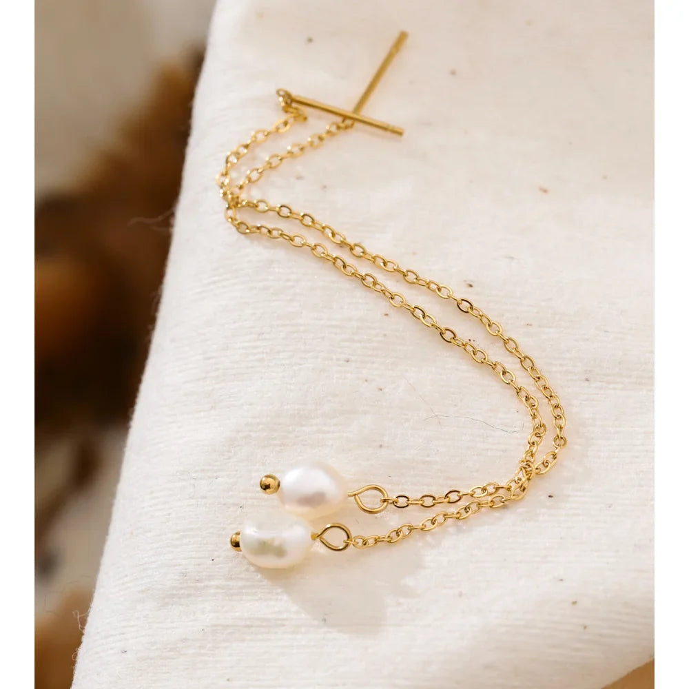 Pearl-Style Drop Chain Earrings