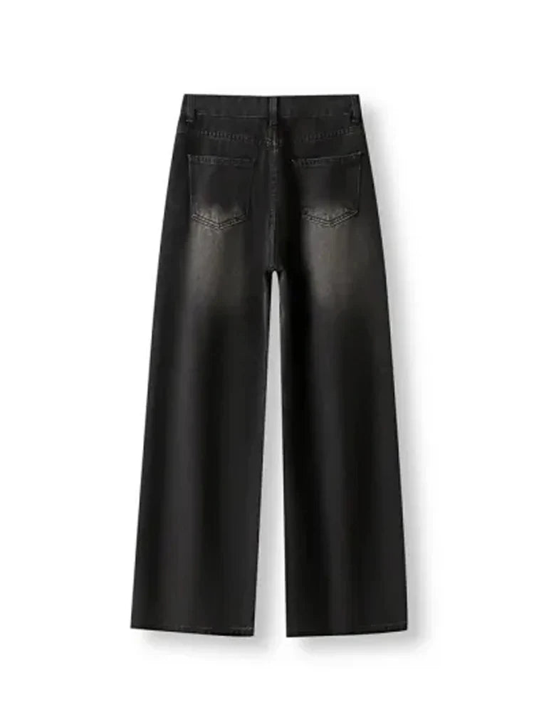 Retro High-Waist Straight Baggy Jeans
