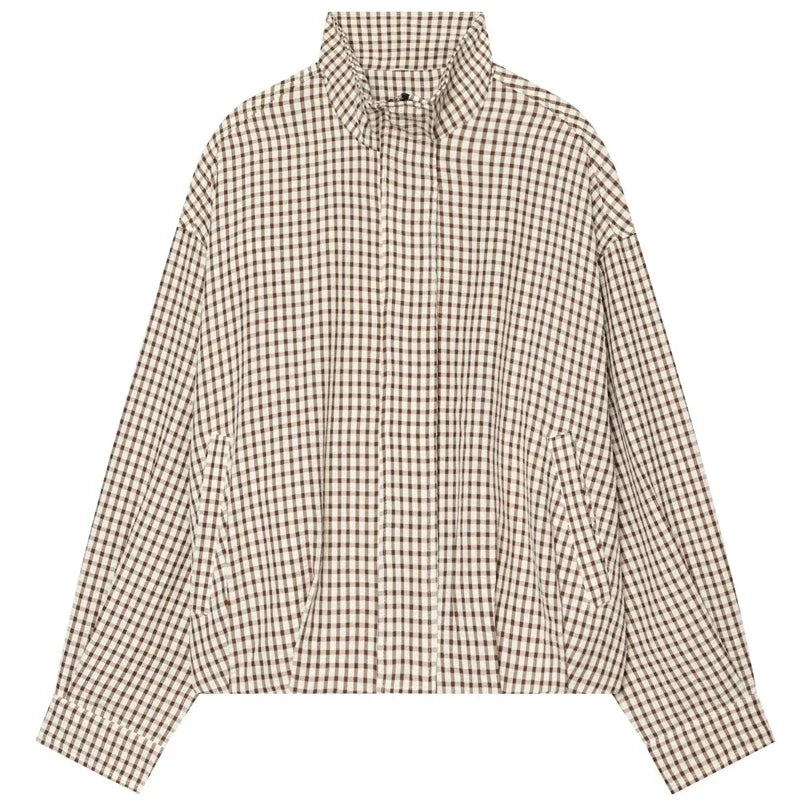 Cropped Gingham Check Shacket