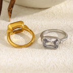 Emerald-Cut Stone Bezel Ring