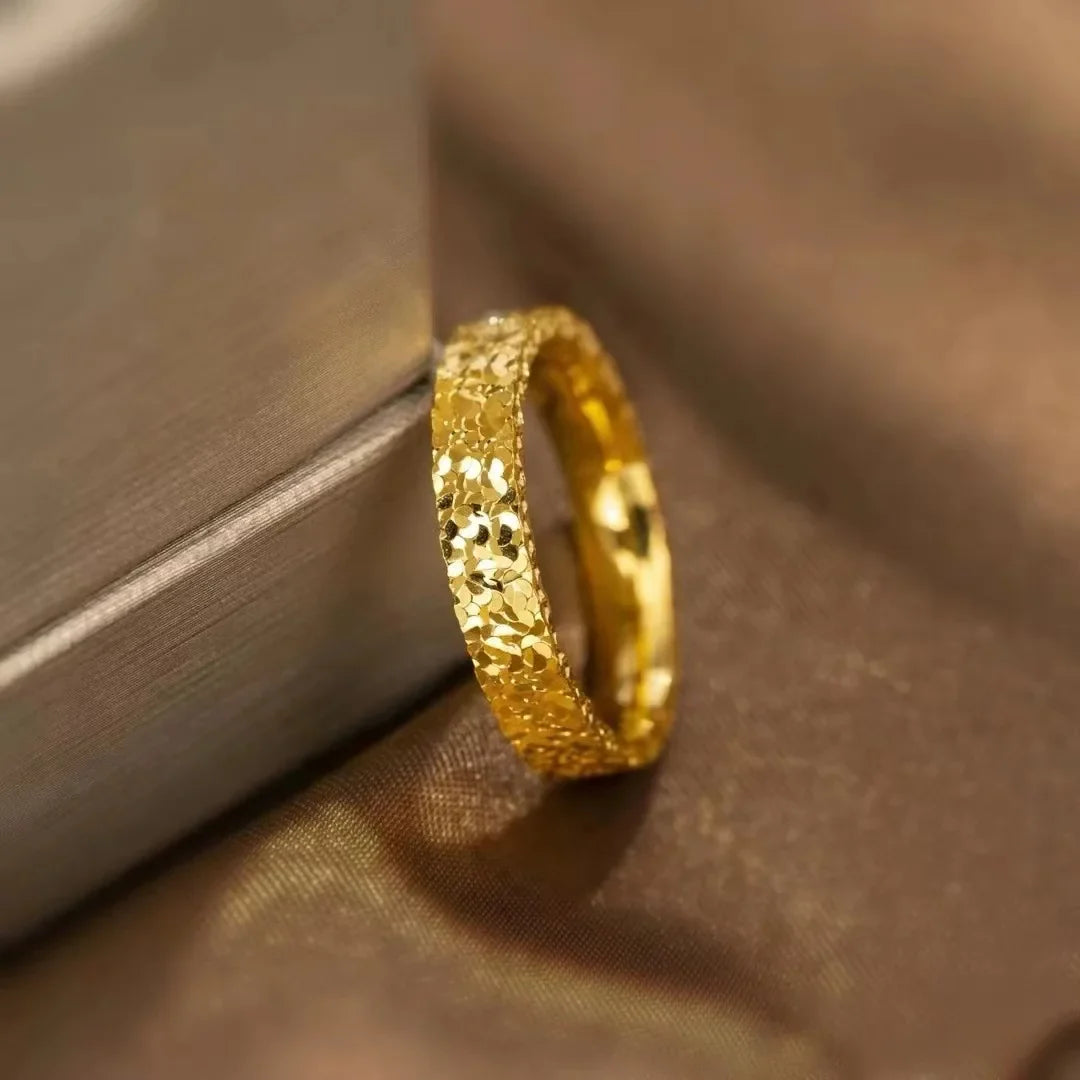 Star-Cut Textured Gold-Tone Band Ring