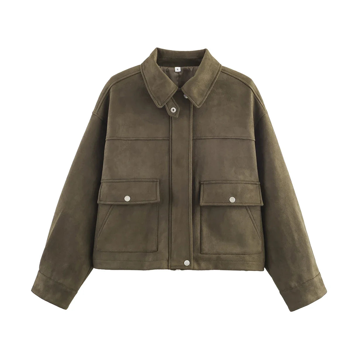 Oversized Faux Suede Zip Jacket